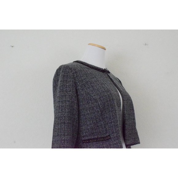 Vintage Micro Plaid Crop Jacket | 80s polyester jacket size 10 - Picture 5 of 10